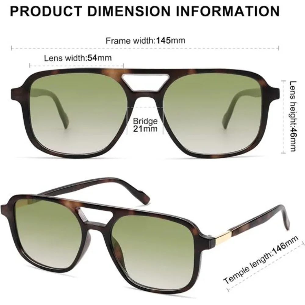 Retro Aviator Sunglasses for Women Men Leopard/Green